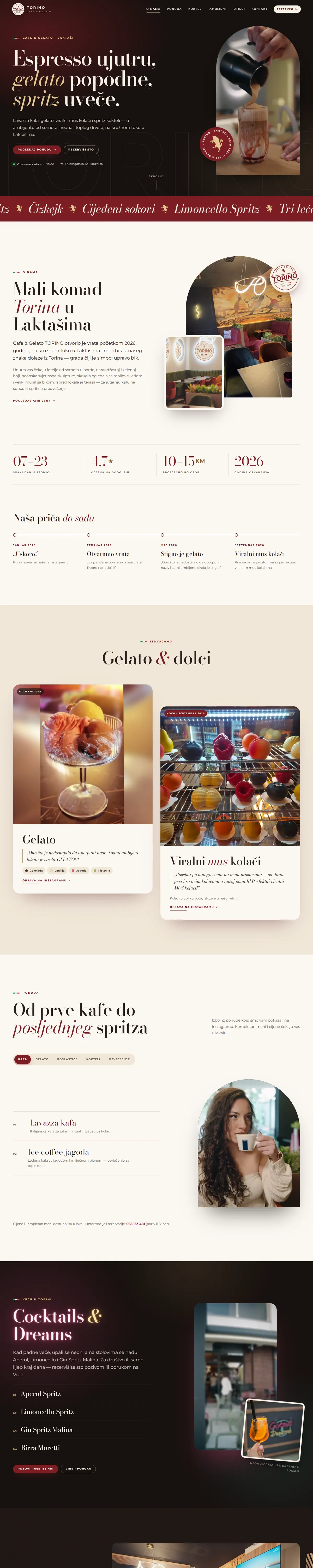 Cafe & Gelato Torino — Desktop